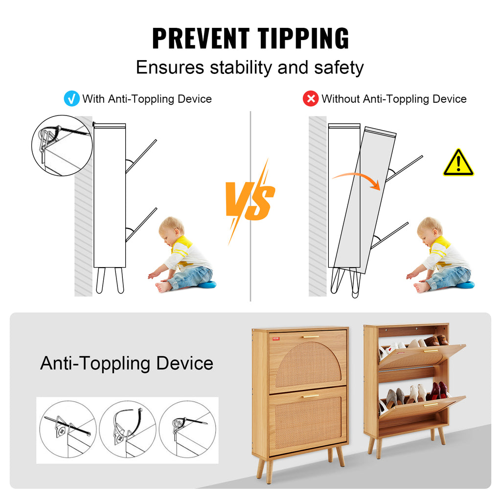 Shoe Cabinet With 2 Flip Drawers