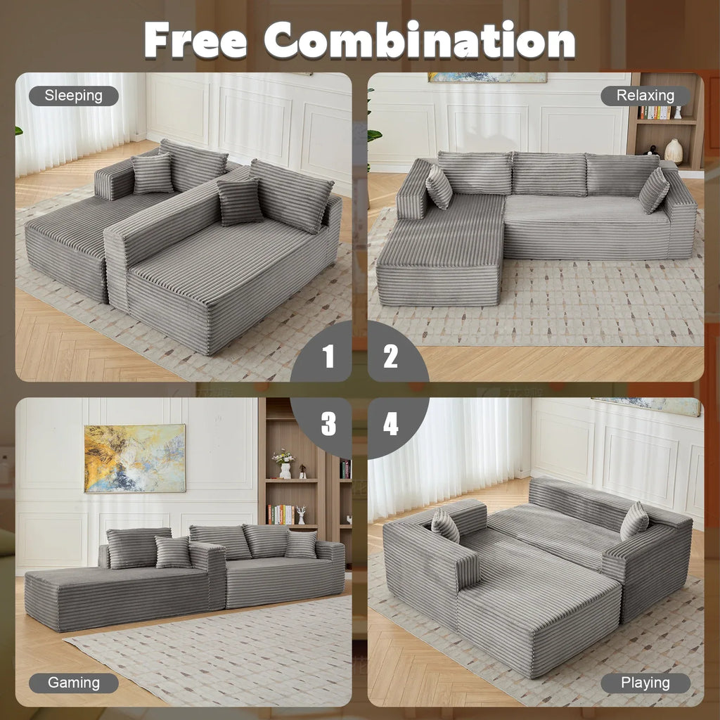 Modern Modular Sectional Sofa with Chaise – Deep Seat L-Shape Couch for Living Room & Bedroom