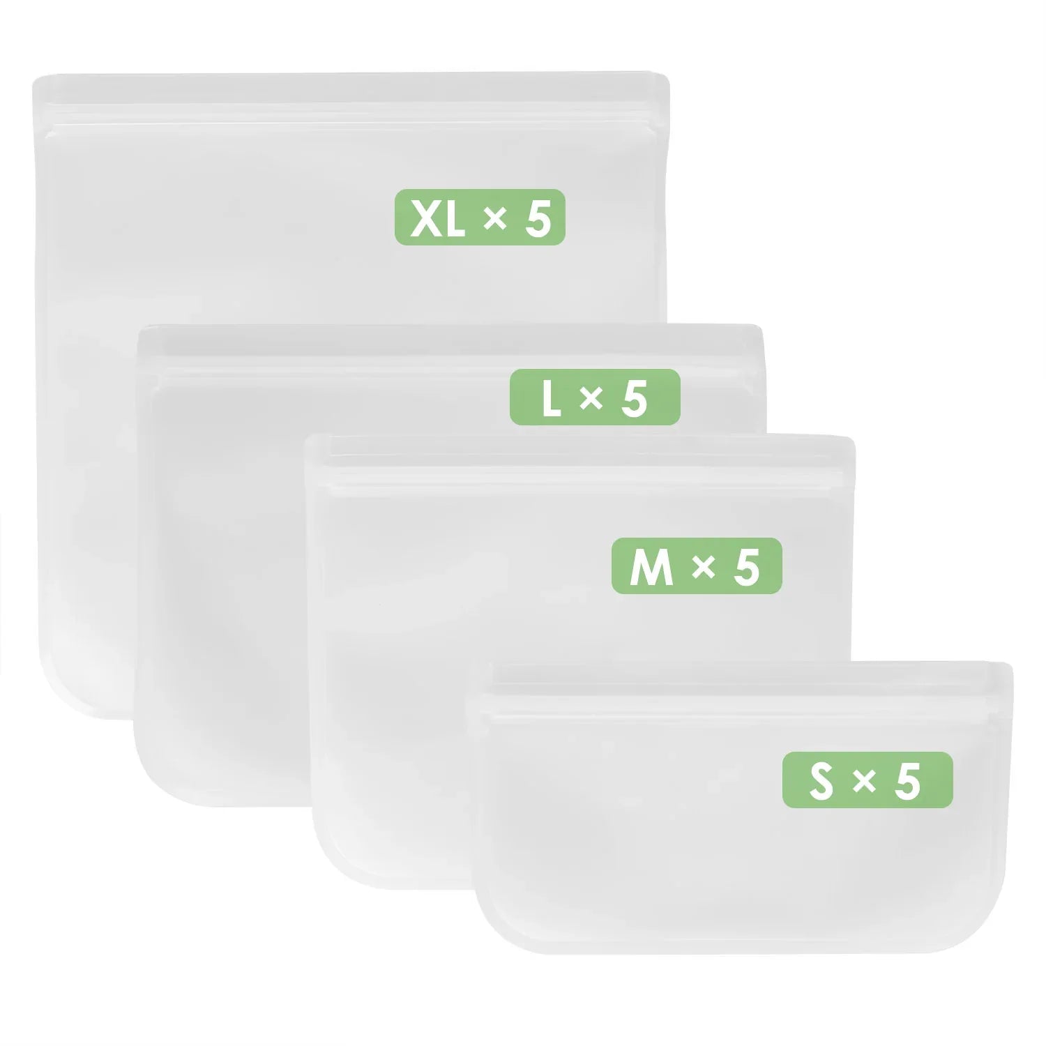 20-Piece Reusable Food Storage Bags Set – Leakproof, BPA-Free Sandwich, Snack, Quart & Gallon Bags – Freezer & Lunch Safe