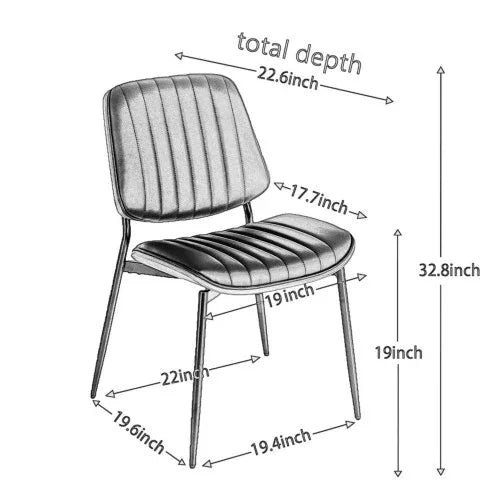 Mid-Century Modern Dining Chairs Set of 2 – Faux Leather Upholstered Seat with Walnut Bentwood Back & Metal Legs (Adjustable Feet)