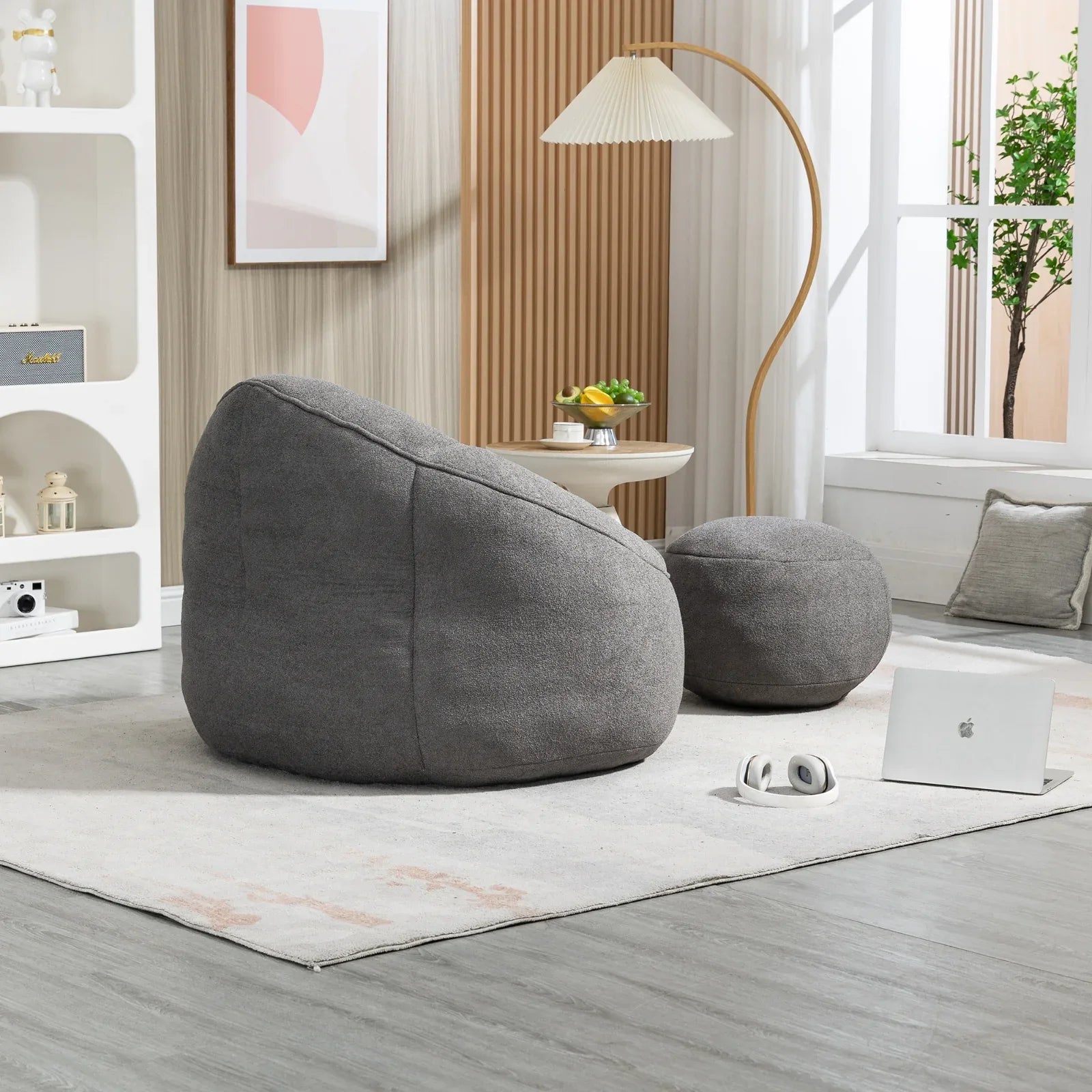 Bean Bag Sofa Chair with High-Pressure Foam & Padded Foam Footrest – Ultra-Comfort Lounger for Living Room, Bedroom & Lounge
