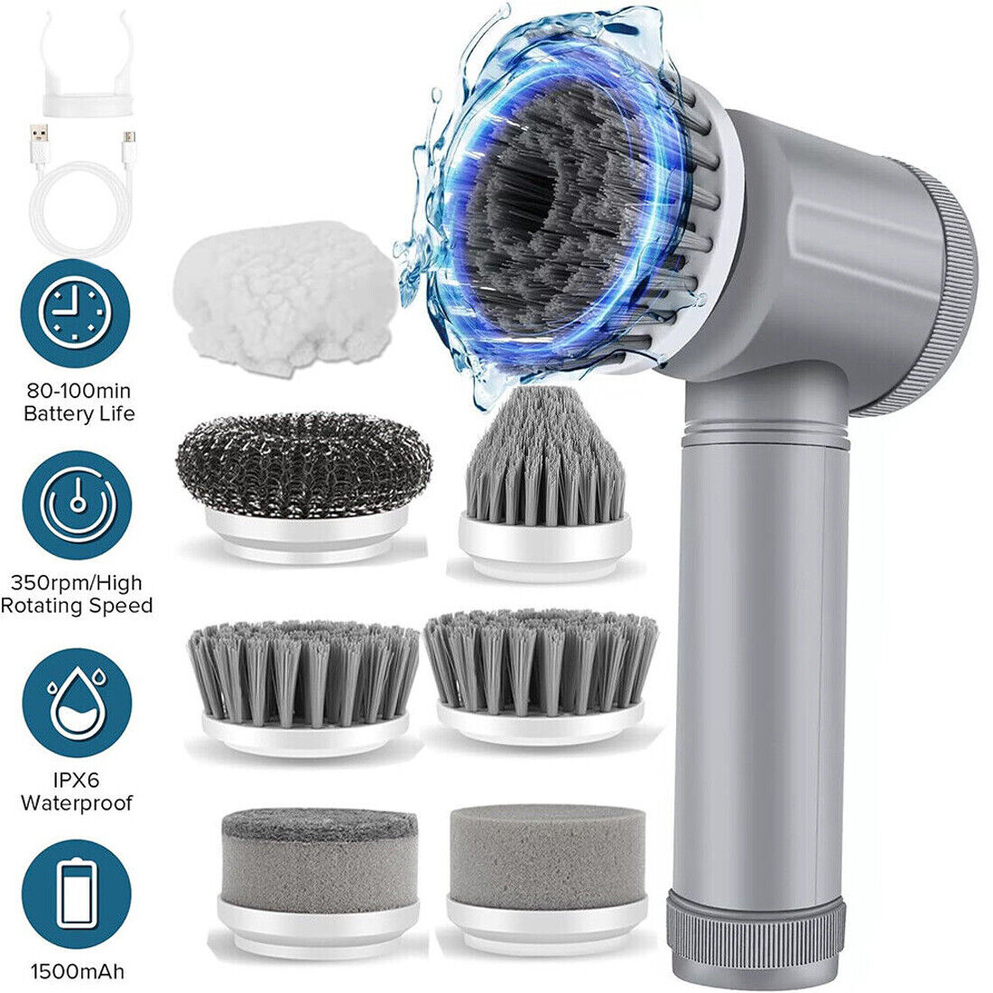 Electric Cordless Cleaning Brush Spin Scrubber