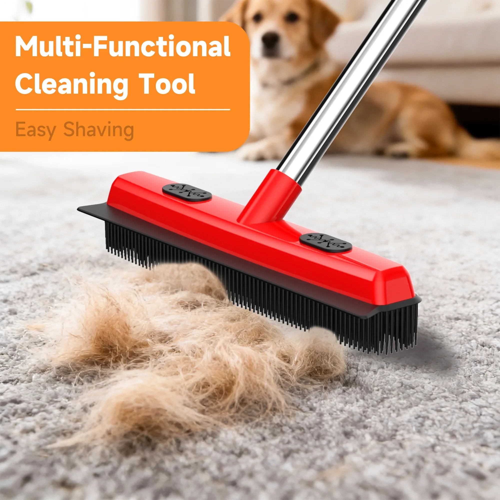 2-in-1 Pet Hair Removal Broom | Effective Squeegee & Grooming Tool for Carpets