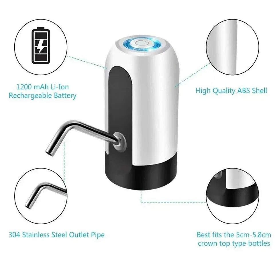 USB Rechargeable Automatic Water Bottle Dispenser for 5 Gallon Bottles – Portable Electric Drinking Water Pump