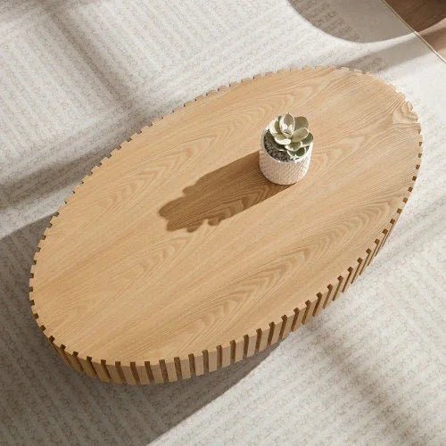 Modern Handmade Drum Coffee Table – Luxury Round Wooden Center Table for Living Room Decor