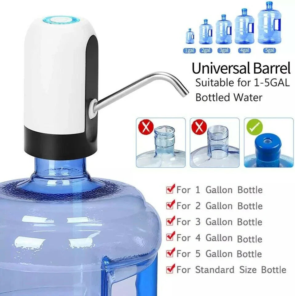 USB Rechargeable Automatic Water Bottle Dispenser for 5 Gallon Bottles – Portable Electric Drinking Water Pump