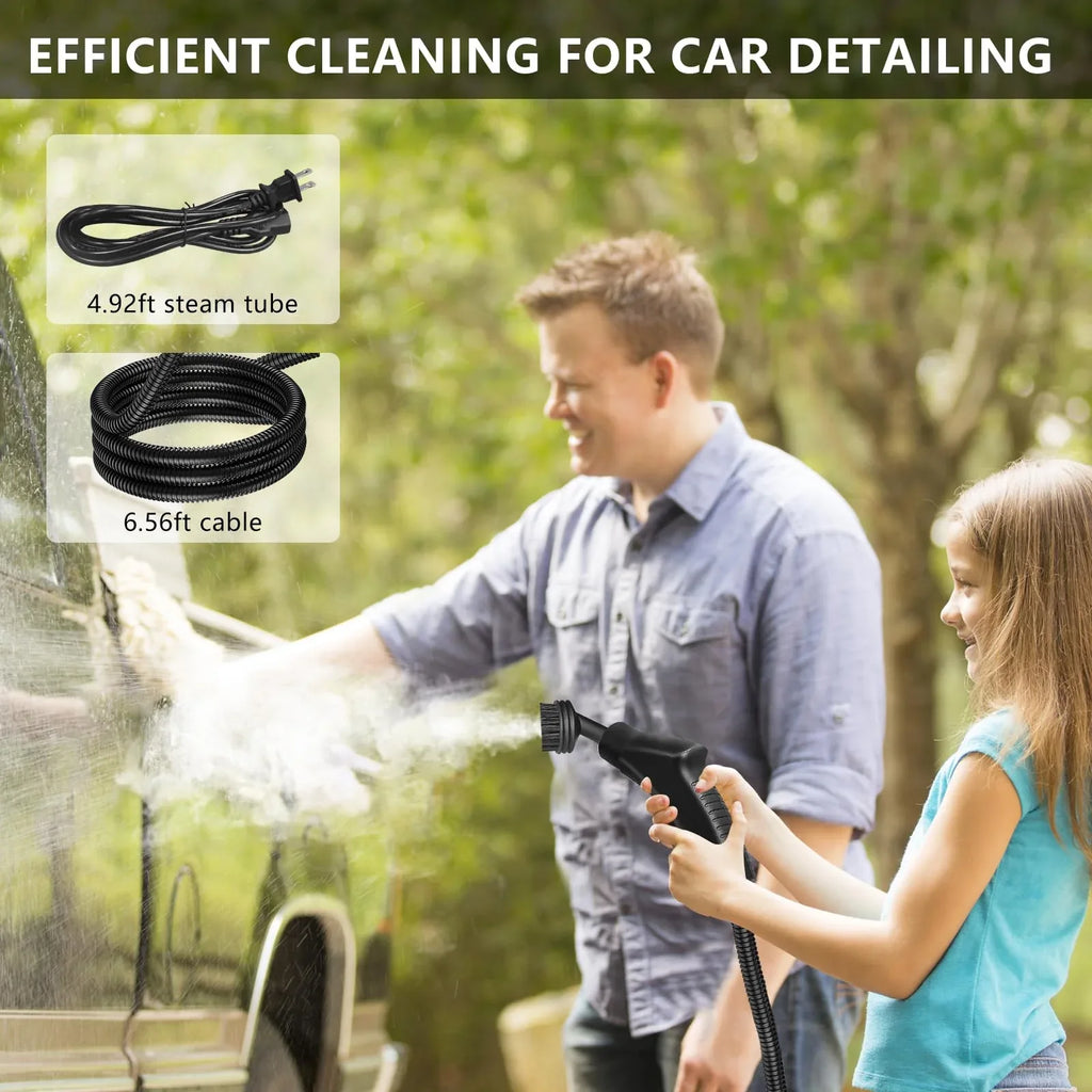 2500W High-Pressure Handheld Steam Cleaner – 1.2L Tank, 12 Attachments, Portable Multi-Surface Steamer for Home & Car