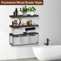 2-in-1 Floating Shelves with Storage Basket - Wall Mounted Wooden Shelves for Bathroom, Bedroom, Living Room, Kitchen, and Office - Perfect for Wall Decor and Plant Display