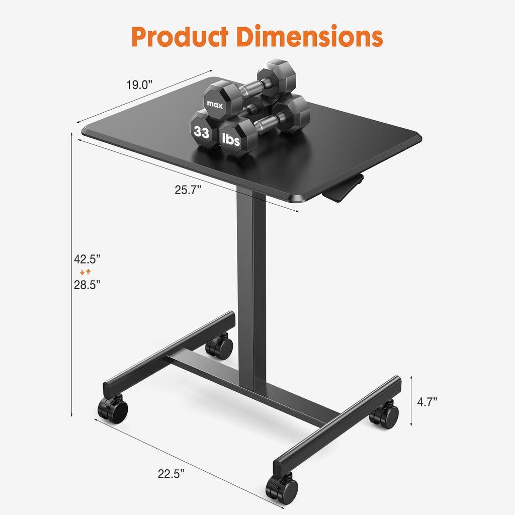 Adjustable Rolling Desk Computer table