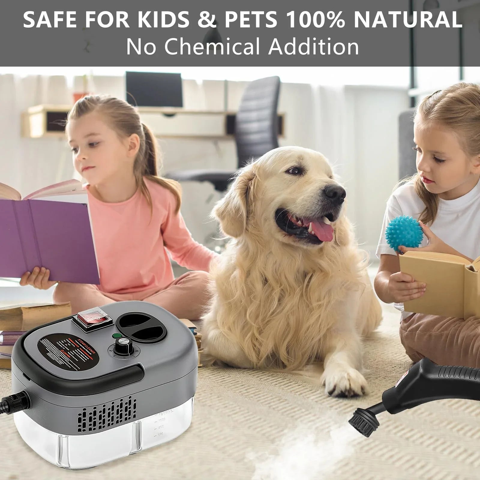 2500W High-Pressure Handheld Steam Cleaner – 1.2L Tank, 12 Attachments, Portable Multi-Surface Steamer for Home & Car