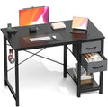 Modern Wooden Computer Desk with Adjustable Drawers & Side Hooks – Study & Workstation Table