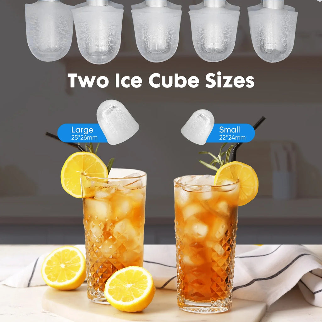 Portable Countertop Ice Maker – Fast Ice Machine, 26 lbs/Day, Compact & Self-Cleaning with Scoop & Basket