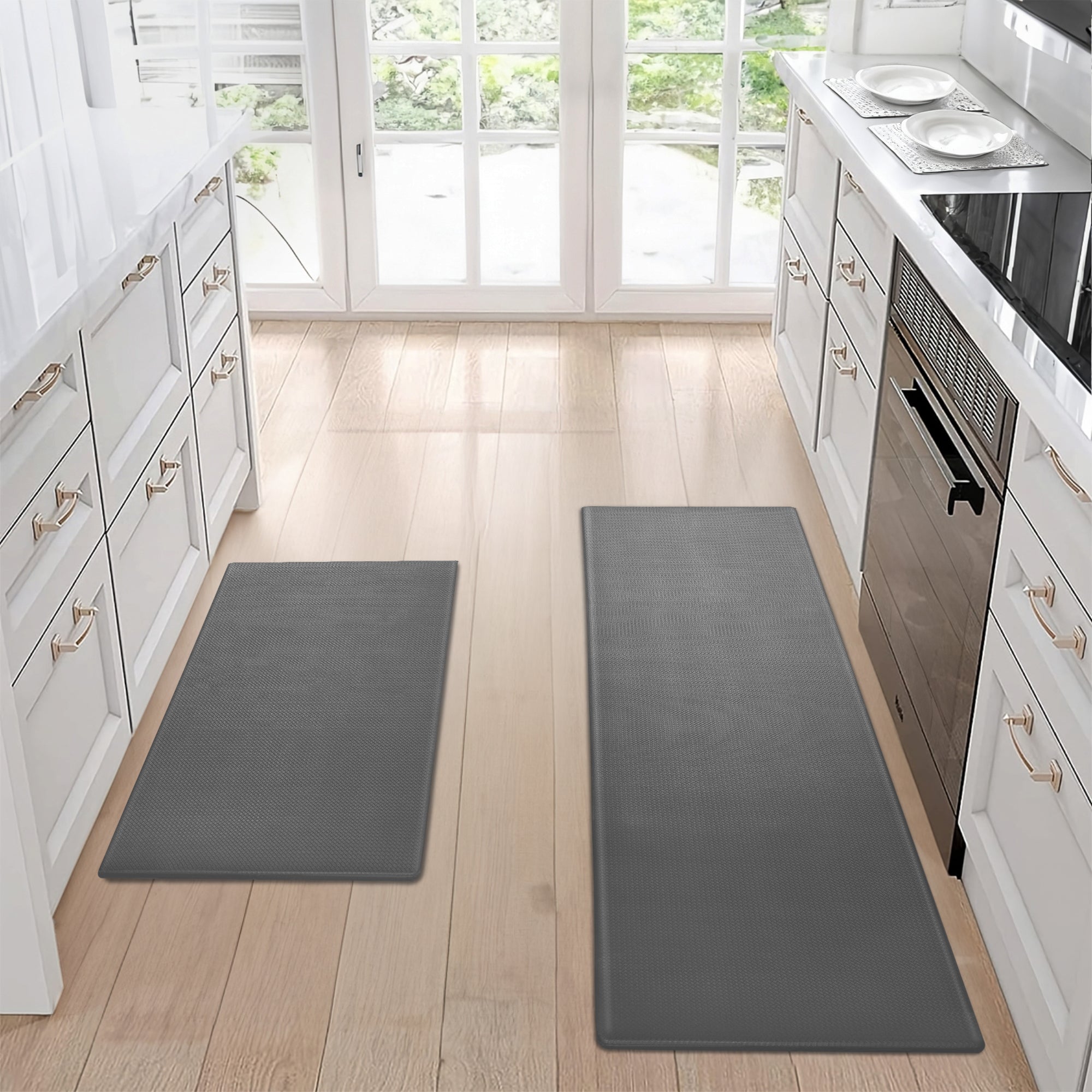 Kitchen Floor Mat Two-piece Set Of Non-slip and Waterproof