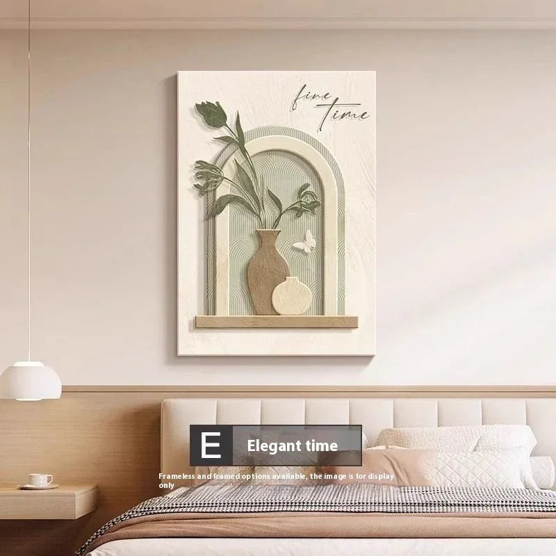 Cream Style Abstract Line Canvas Wall Art – Minimalist Character Mural Boho Modern Home Décor