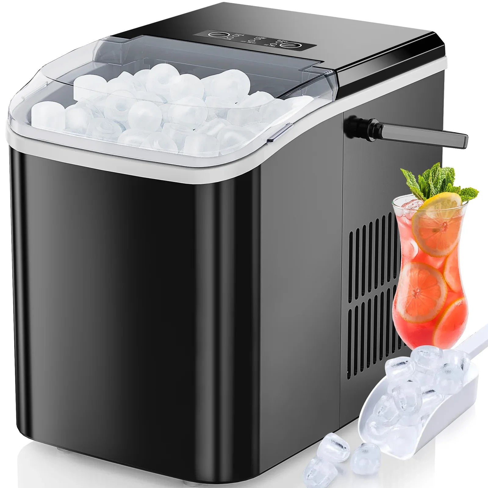 Portable Countertop Ice Maker – Fast Ice Machine, 26 lbs/Day, Compact & Self-Cleaning with Scoop & Basket