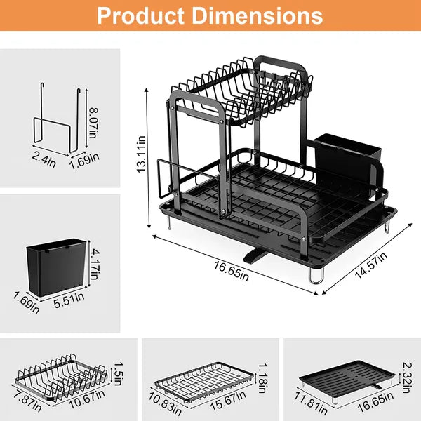 2-Tier Dish Drying Rack For Kitchen