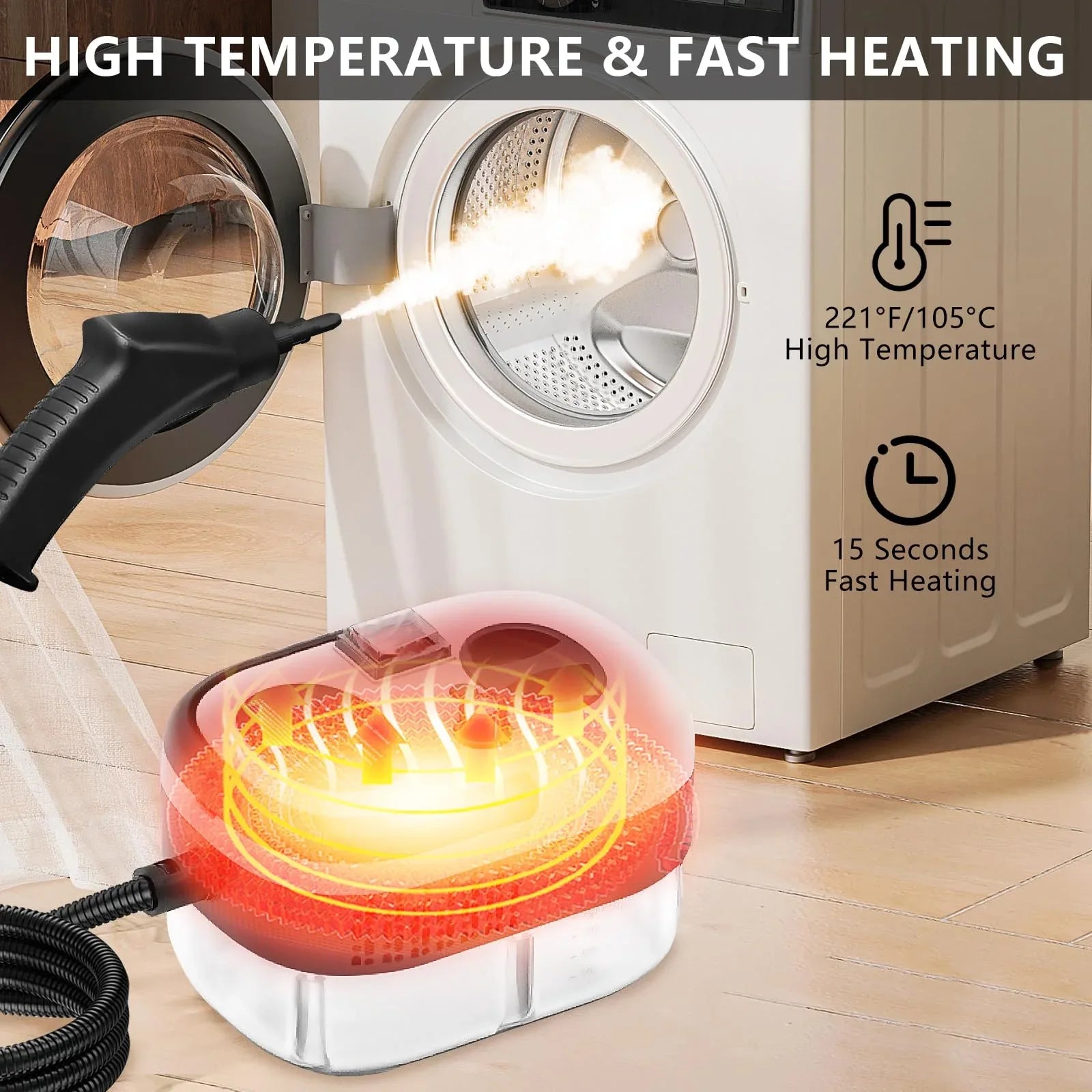 2500W High-Pressure Handheld Steam Cleaner – 1.2L Tank, 12 Attachments, Portable Multi-Surface Steamer for Home & Car