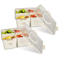 2-Pack Airtight 4-Compartment Fruit & Vegetable Storage Containers with 8 Removable Colanders – Leakproof Fridge & Picnic Organizer Set