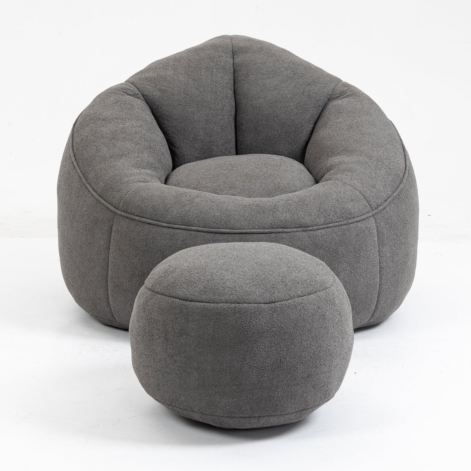 Bean Bag Sofa Chair with High-Pressure Foam & Padded Foam Footrest – Ultra-Comfort Lounger for Living Room, Bedroom & Lounge