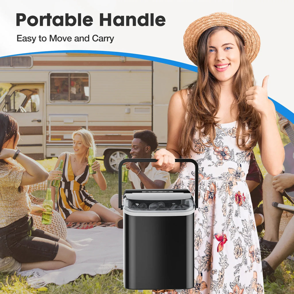 Portable Countertop Ice Maker – Fast Ice Machine, 26 lbs/Day, Compact & Self-Cleaning with Scoop & Basket