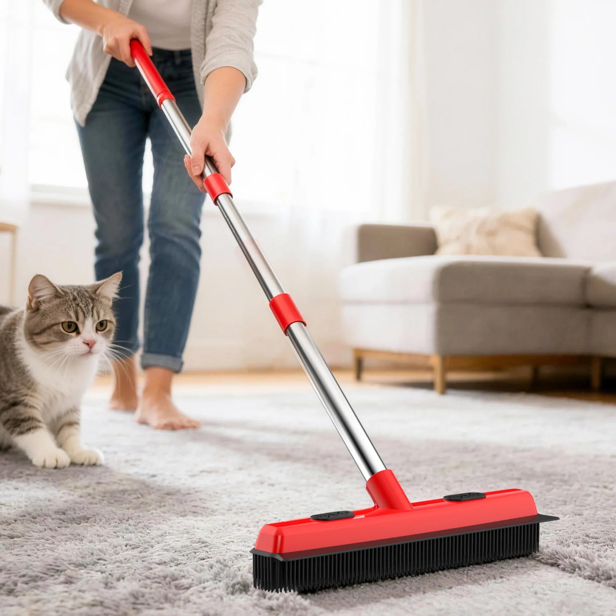 2-in-1 Pet Hair Removal Broom | Effective Squeegee & Grooming Tool for Carpets