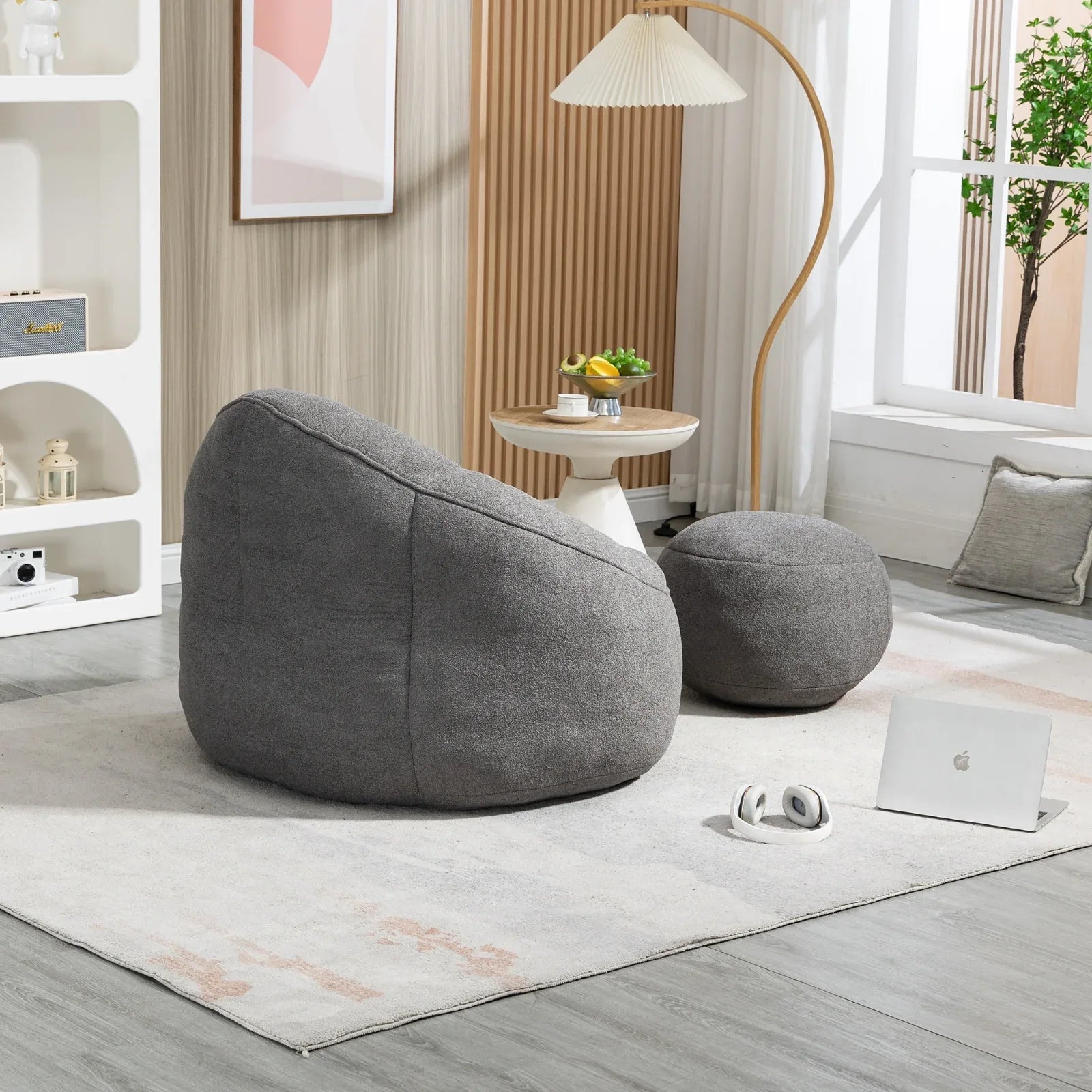 Bean Bag Sofa Chair with High-Pressure Foam & Padded Foam Footrest – Ultra-Comfort Lounger for Living Room, Bedroom & Lounge