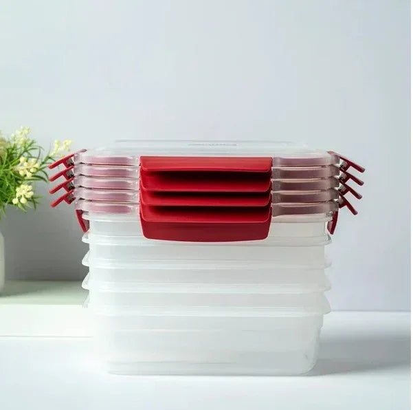 5-Pack Stackable Airtight Food Storage Containers with Leakproof Snap Lock Lids – BPA-Free Meal Prep & Kitchen Organization Set