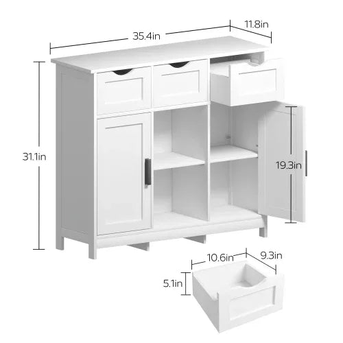 Wooden Storage Cabinet with Drawers And Shelves