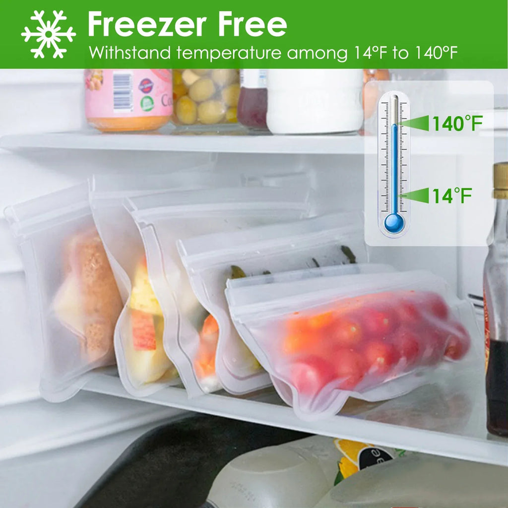 20-Piece Reusable Food Storage Bags Set – Leakproof, BPA-Free Sandwich, Snack, Quart & Gallon Bags – Freezer & Lunch Safe