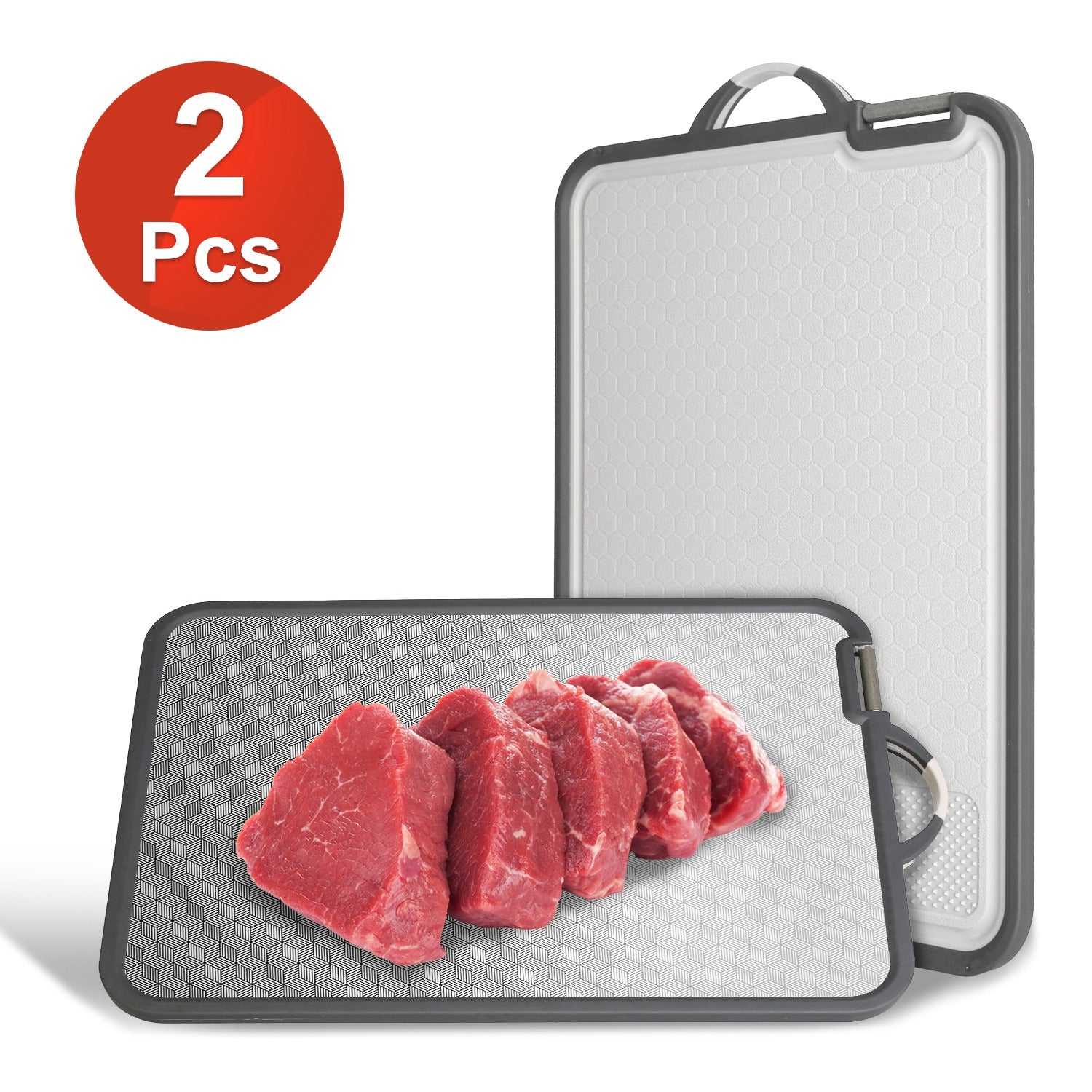 2Pcs Double Sided Cutting Board Stainless Steel
