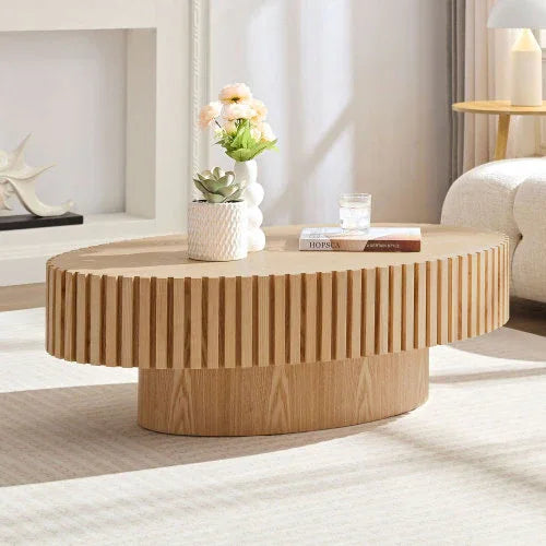 Modern Handmade Drum Coffee Table – Luxury Round Wooden Center Table for Living Room Decor