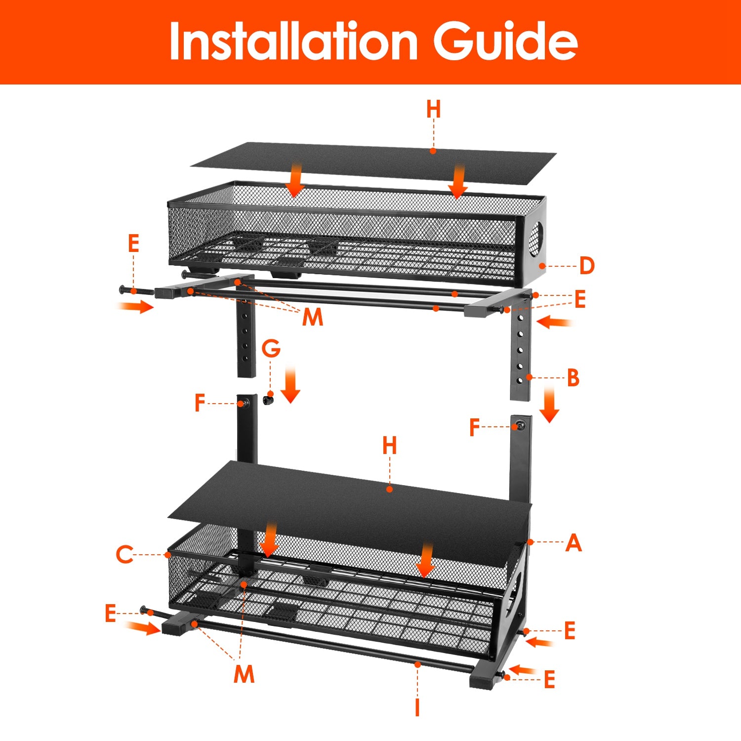 2-Tier Pull-Out Under-Sink Organizer – Adjustable Sliding Storage Rack with 5 Mesh Baskets for Kitchen, Bathroom & Office